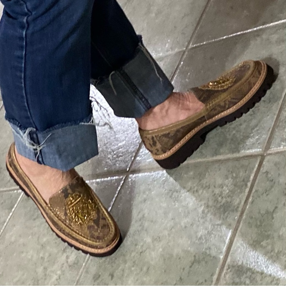 Donald Pliner Gold Embellished Loafers - Picture 7 of 8